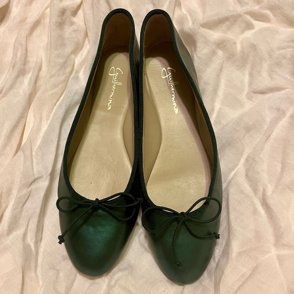 Guilhermina Green Metallic Leather Ballet Flats - Anthropologie
